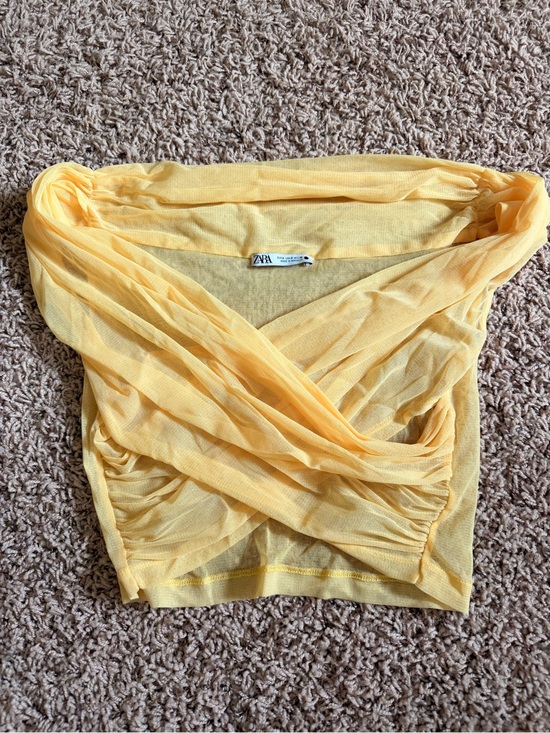 Zara Tops - ZARA ZARA Light Yellow Sheer Wrap Camisole